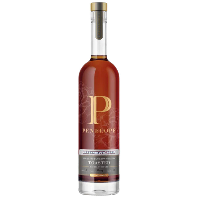 Bottle of Penelope whiskey on a white background