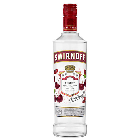 Smirnoff Cherry vodka bottle on a white background