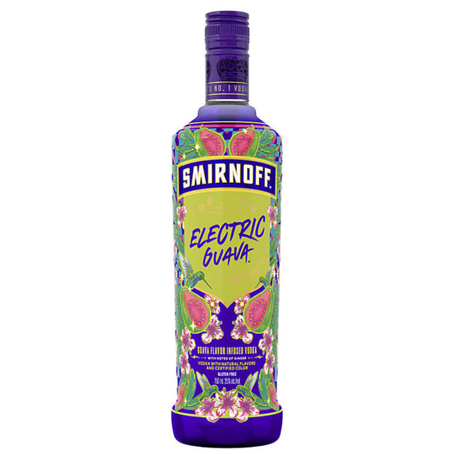 Smirnoff Electric Guava bottle on a white background