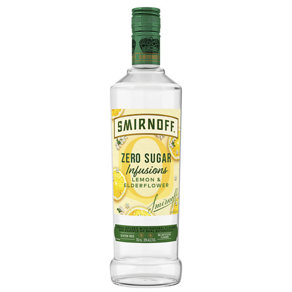 Smirnoff Zero Sugar Infusions Lemon & Elderflower bottle on a white background