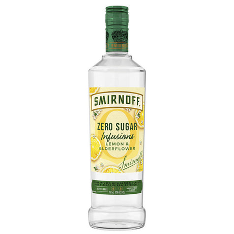 Smirnoff Zero Sugar Infusions Lemon & Elderflower bottle on a white background