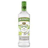 Smirnoff Lime-flavored vodka bottle on a white background