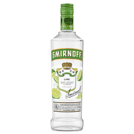 Smirnoff Lime-flavored vodka bottle on a white background
