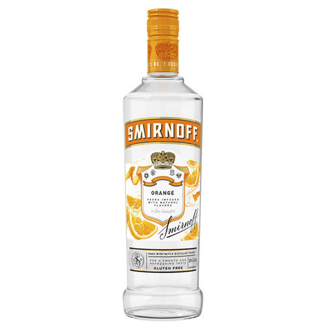 Smirnoff Orange vodka bottle on a white background
