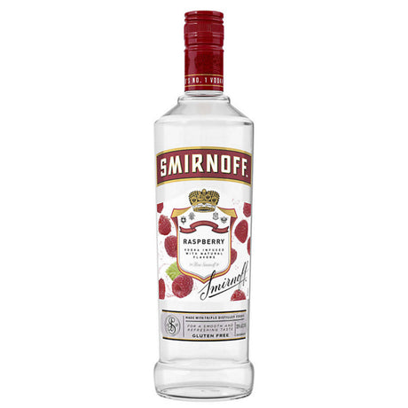 Smirnoff Raspberry vodka bottle on a white background