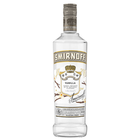 Smirnoff Vanilla vodka bottle on a white background