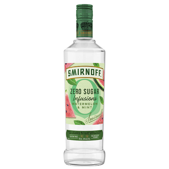 Smirnoff Zero Sugar Infusions Watermelon & Mint bottle on a white background