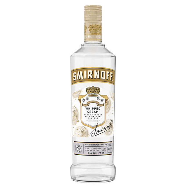 Smirnoff Whipped Cream vodka bottle on a white background