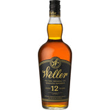 Bottle of Weller 12-year-old bourbon whiskey on a white background