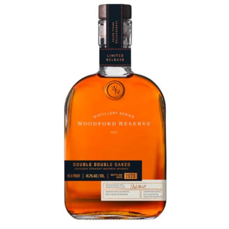 Woodford Reserve Double Double Oak 2023 Release 375ml bottle showcasing unique aging in toasted and charred oak barrels.