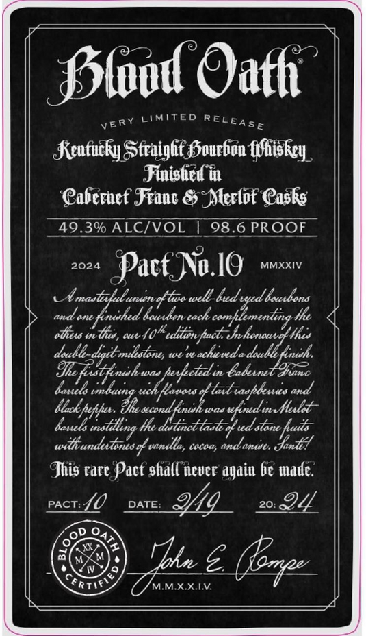 Blood Oath Pact 10 Kentucky Straight Bourbon Whiskey
