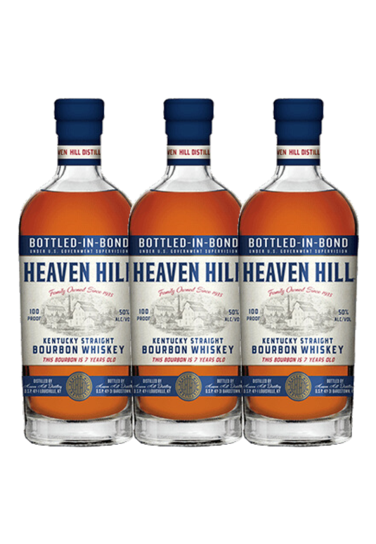 Heaven Hill 7 Year Old Bottled In Bond Kentucky Straight Bourbon Whiskey 3 Pack