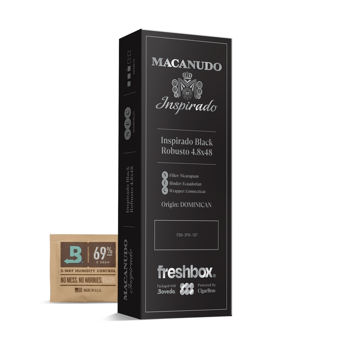 Macanudo Inspirado Black Robusto 4.8x48 FreshBox | Cigar 3-Pack