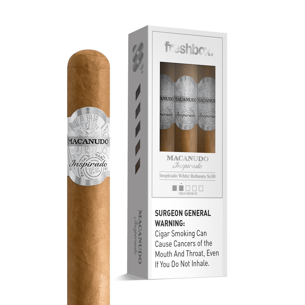 Macanudo Inspirado White Robusto 5x50 FreshBox | Cigar 3-Pack