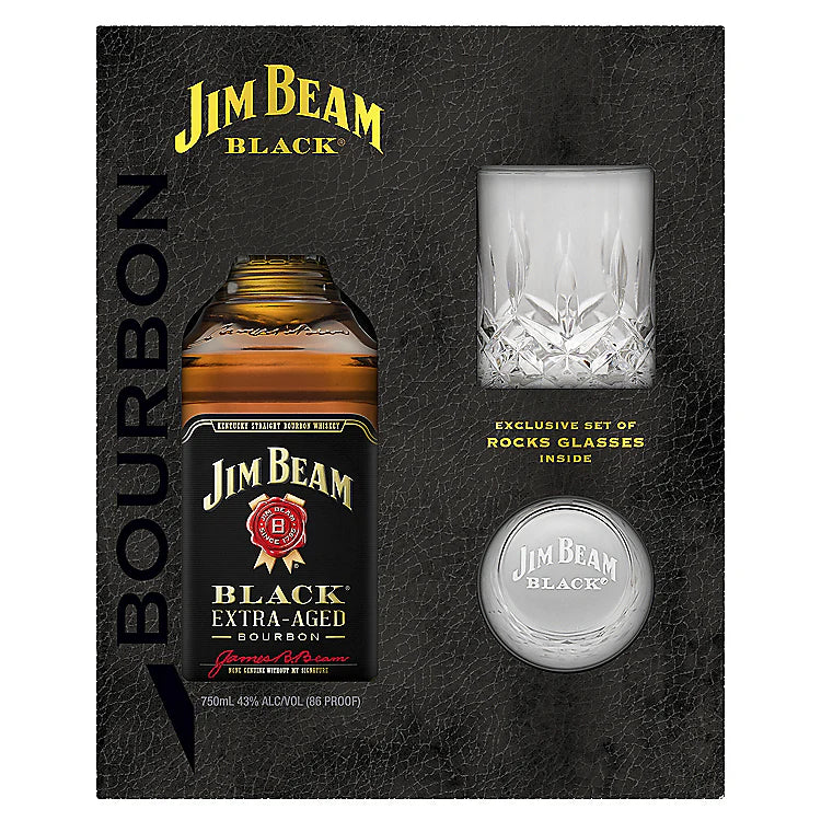 Jim Beam Straight Bourbon Black Extra Aged 86 W/ Highball Glass