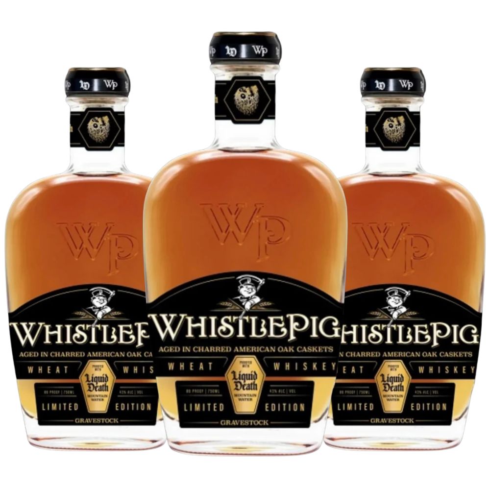 Whistlepig X Liquid Death Limited Edition Gravestock Wheat Whiskey 3 pack