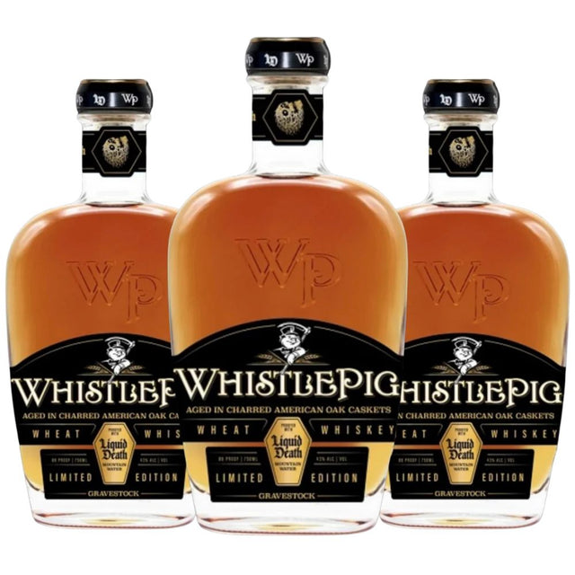 Whistlepig X Liquid Death Limited Edition Gravestock Wheat Whiskey 3 pack