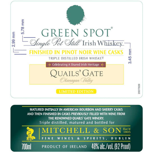 Green Spot Quail's Gate Limited Edition Irish Whiskey 700ML